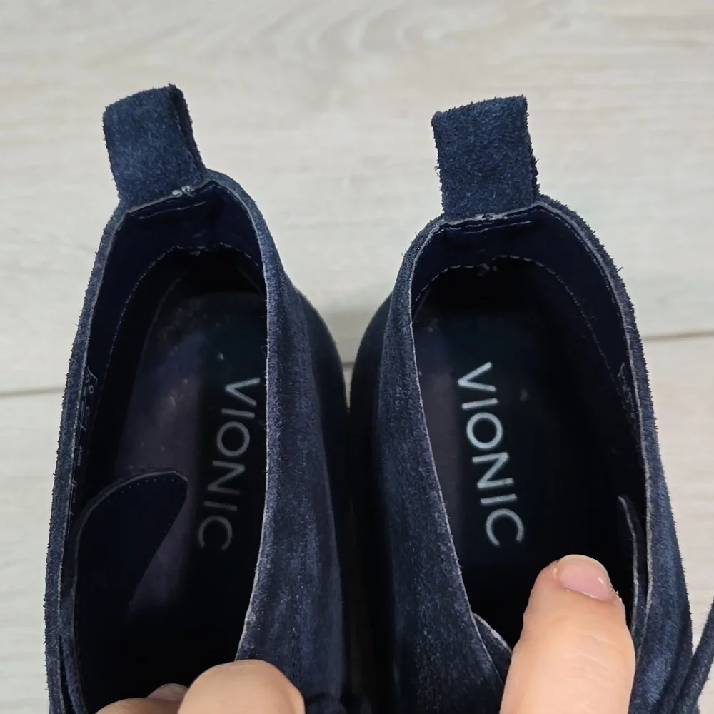 Vionic Women Andi Suede Ankle Heels Boots Lace Up shoes sz 6